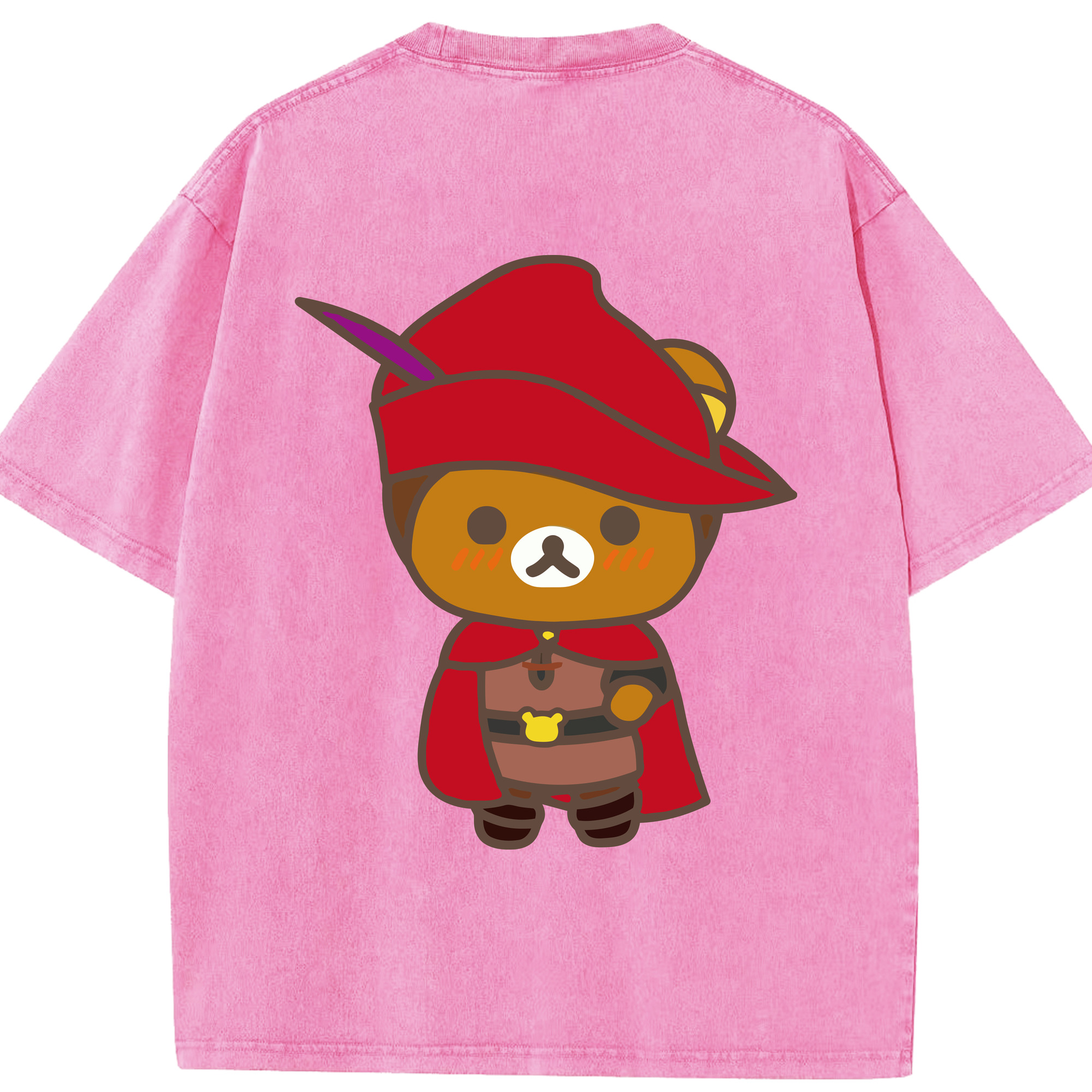 （画像用） リラックマ リラックマ キイロイトリ Rilakkuma Korilakkuma Kiiroitori 綿100% ヴィンテージ風 半袖Tシャツ（背面プリント）